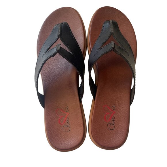 Amore Mayte Black Leather Sandals Size 65M Flat Slide Summer Comfort Shoe - Picture 5 of 8